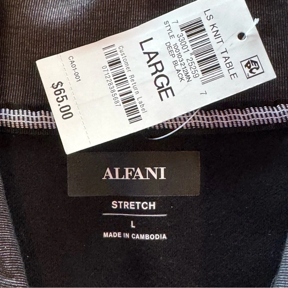 ALFANI Deep Black Quarter-Zip Classic Fit Pullover (Large)